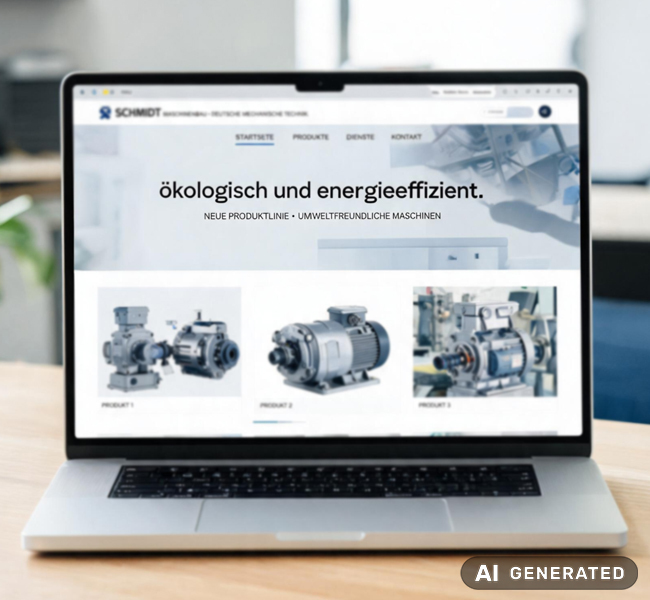Ein Foto von einer Website mit der Headline „ökologisch und energieeffizient“.