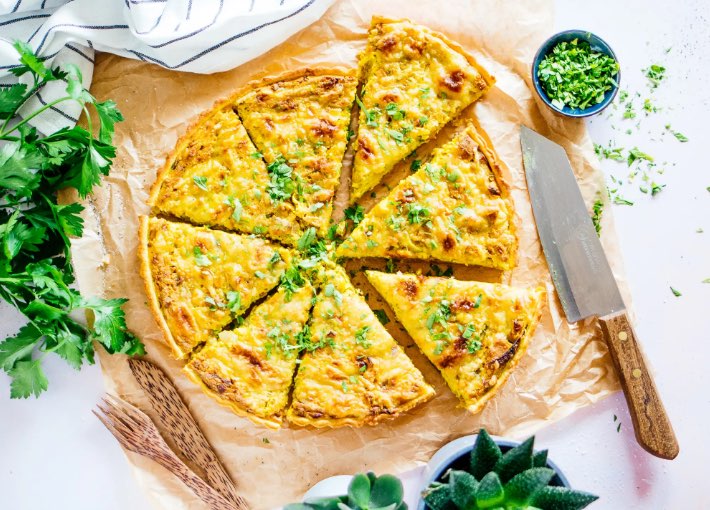 Quiche Lorraine auf cremiger Tofu-Basis