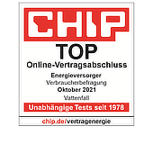 Siegel Chip Top Online-Vertragsabschluss für Vattenfall