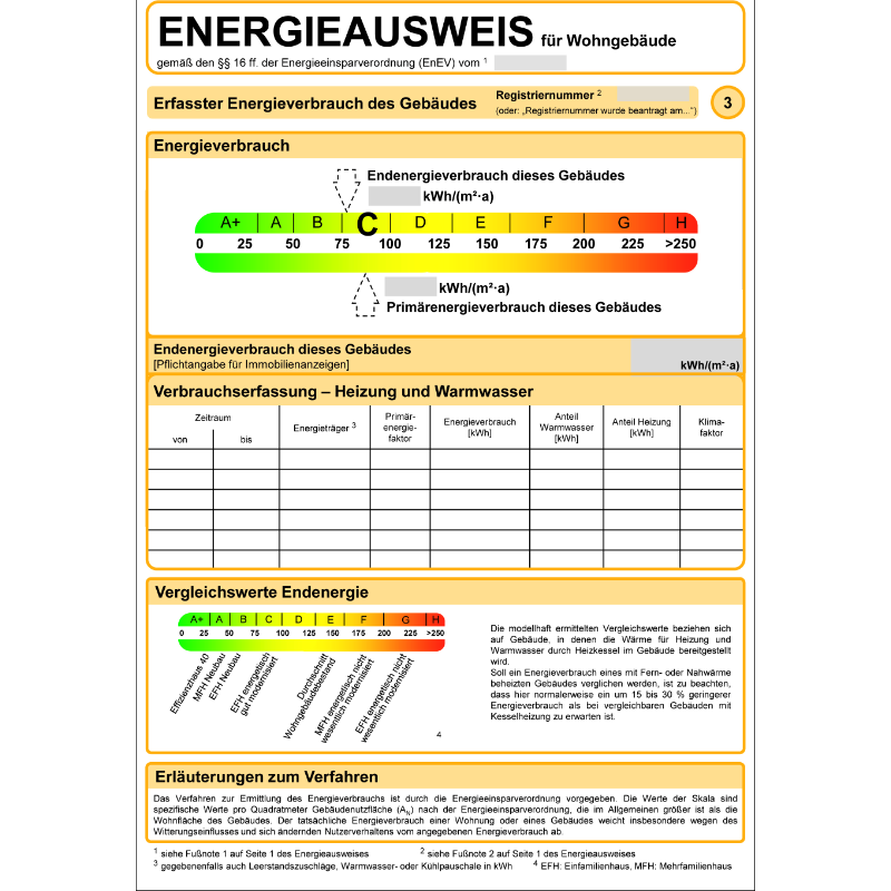 Energieausweis für Wohngebäude: Energieverbrauch