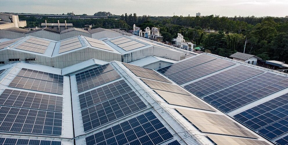 Solarpanele auf Dächern