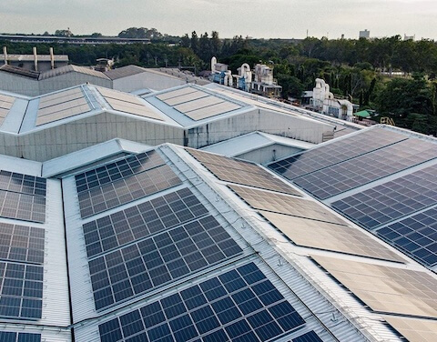 Solarpanele auf Dächern