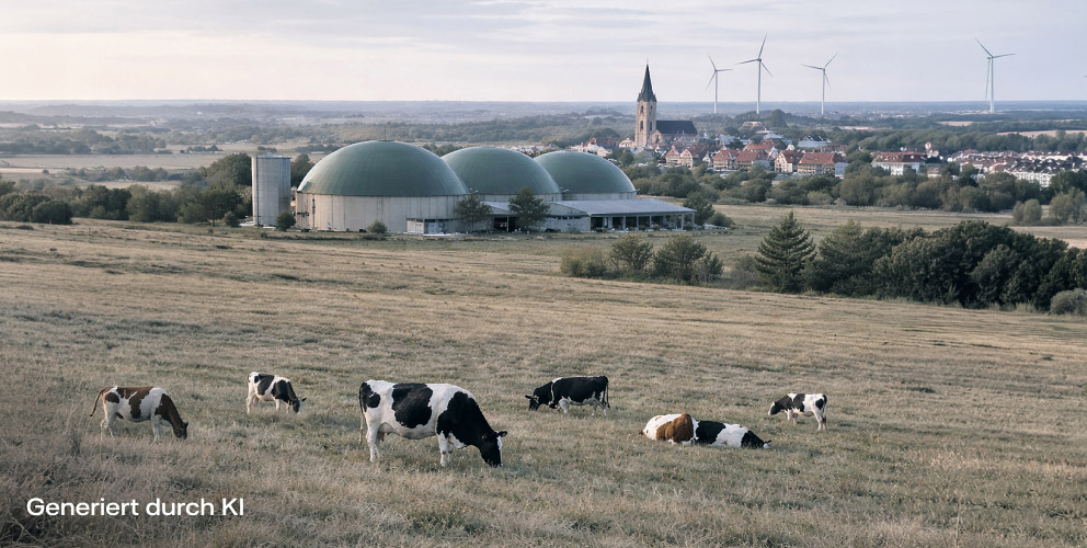 Kühe vor Biogasanlage