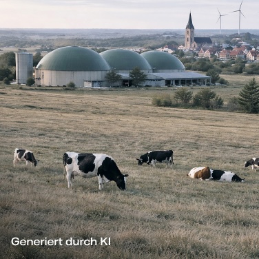 Kühe vor Biogasanlage
