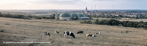 Kühe vor Biogasanlage
