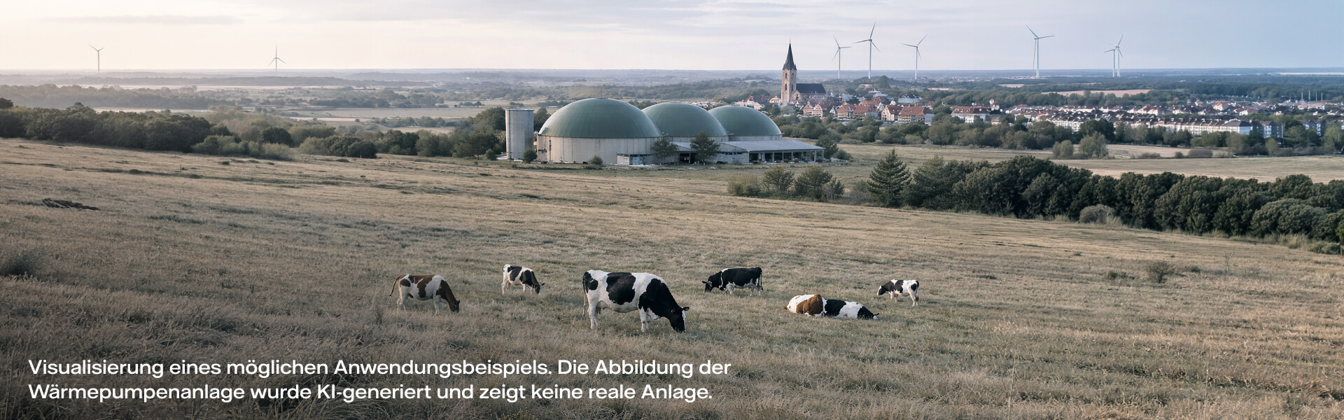 Kühe vor einer Biogasanlage