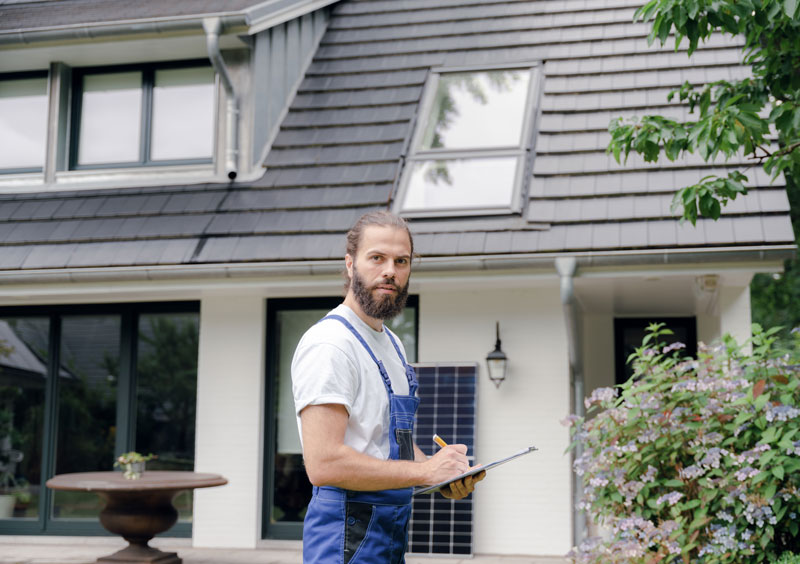 Fachhandwerker plant Solaranlage