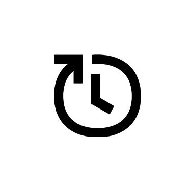 Icon Pfeil umkreist zwei Uhrzeiger