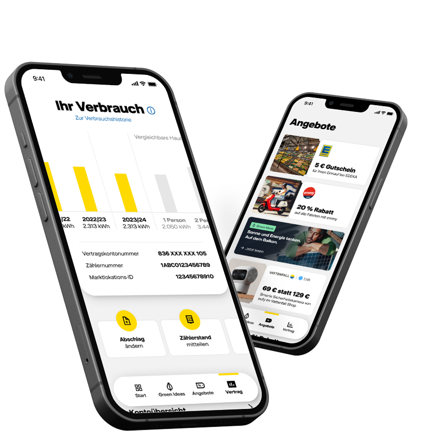Vattenfall App auf einem smartphone Bildschirm