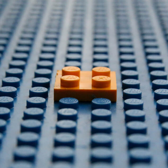 Legostein in einer Nahaufnahme